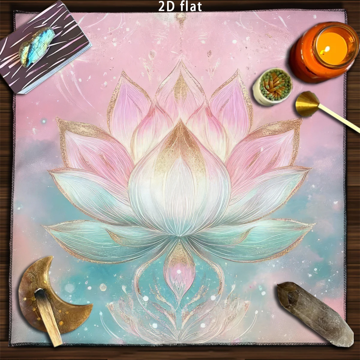 Tapis de tarot mystique et éthéré, motif fleur de lotus, 50/75/110/137cm, nappe de table pour cartes de tarot, tapis d'autel, rose et blanc, tapis de divination pour sorcières