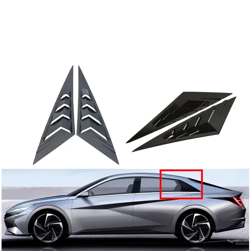 

Car Rear Louver Window Side Shutter Cover For Hyundai Elantra 2021 2022 2023 Trim Sticker Vent Scoop ABS Carbon Fiber