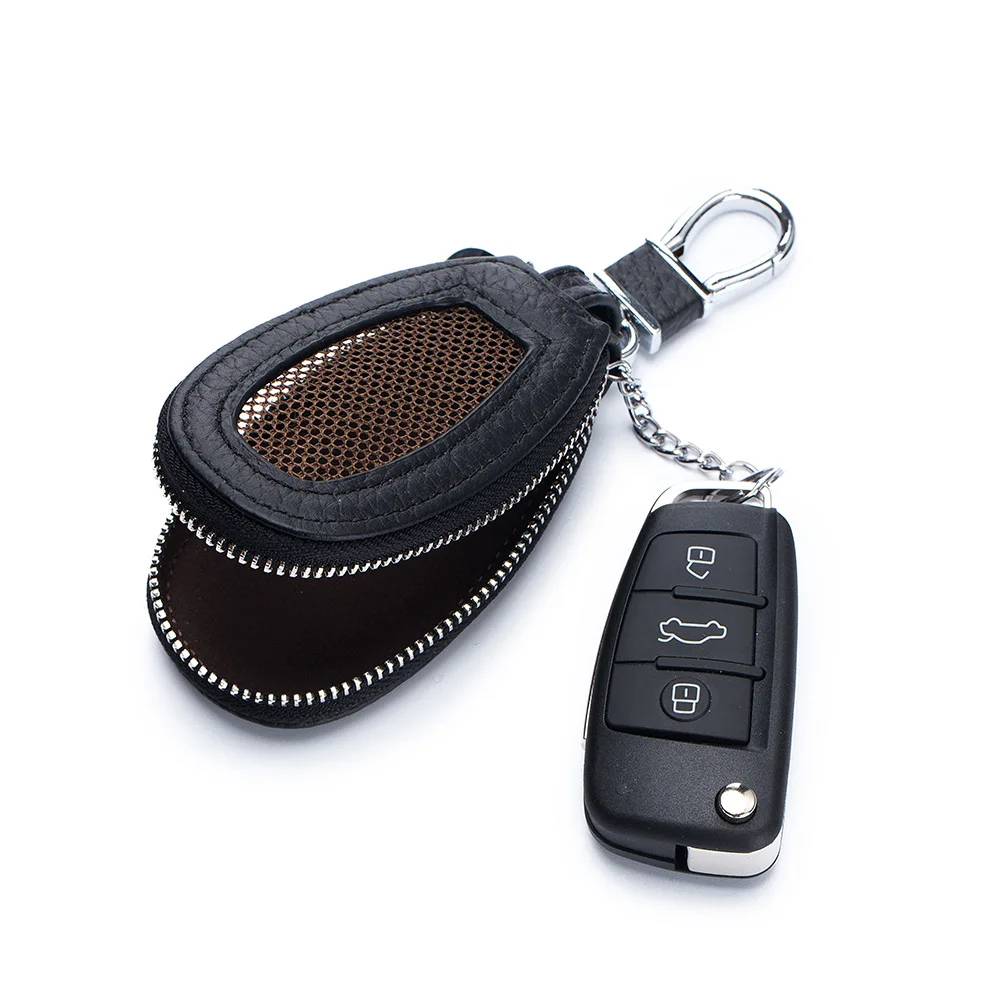 Funda de cuero genuino para llaves de coche, organizador versátil para llaves, informal, para hombre y mujer