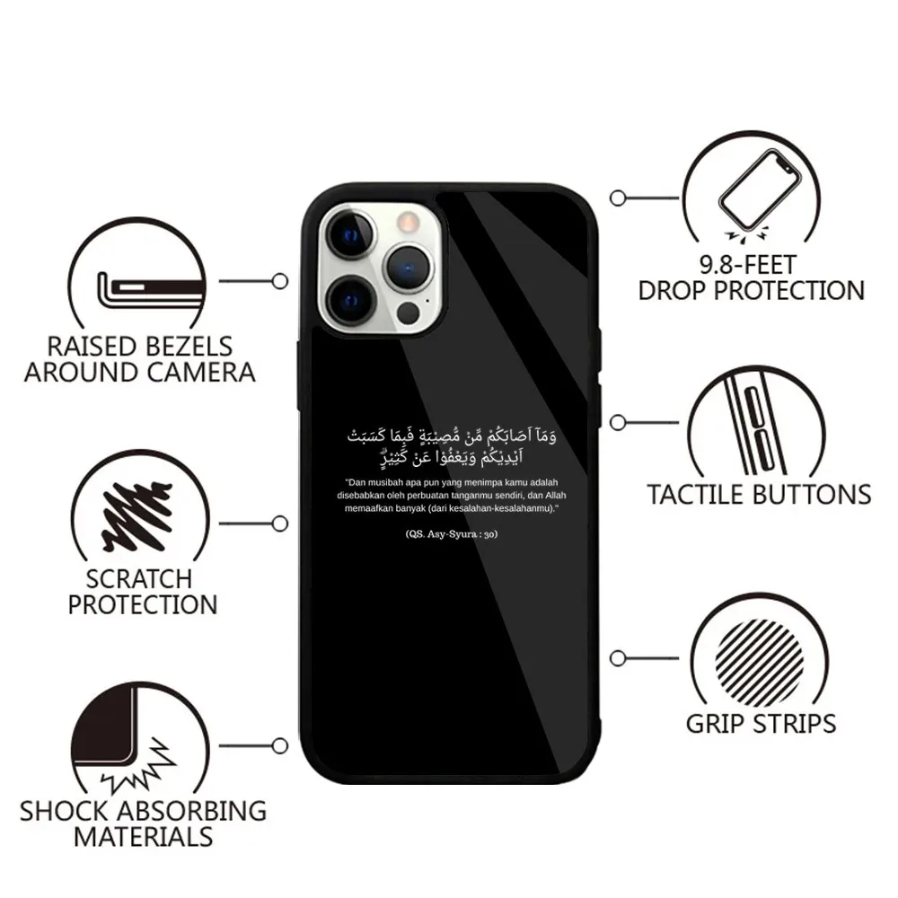 Arabic Lyrics Quotes Islamic Phone Case For iPhone 16,15,14,13,12,11,Plus,Pro,Max Mini Magsafe Magnetic Wireless Charging