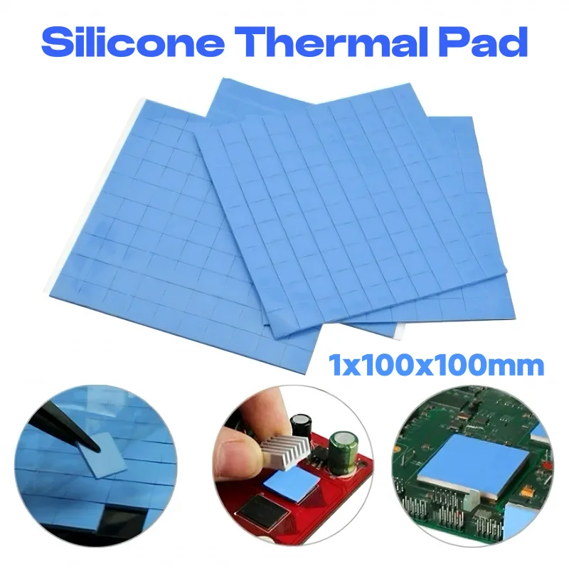 6 واط/mk 10 مللي متر * 10 مللي متر 100 قطعة الأزرق سيليكون وسادة حرارية المبرد التبريد موصل IC لوحدة معالجة الرسومات وحدة المعالجة المركزية