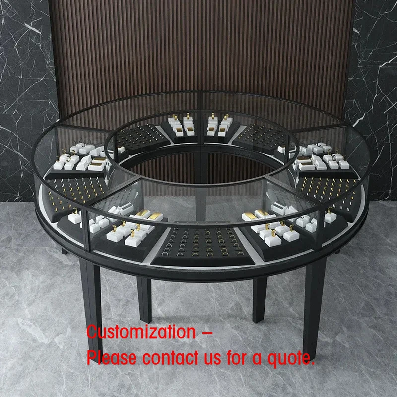 

custom.Round Glass Jewellery Display Stand Gold Jewelry Counter Display Retail Shop