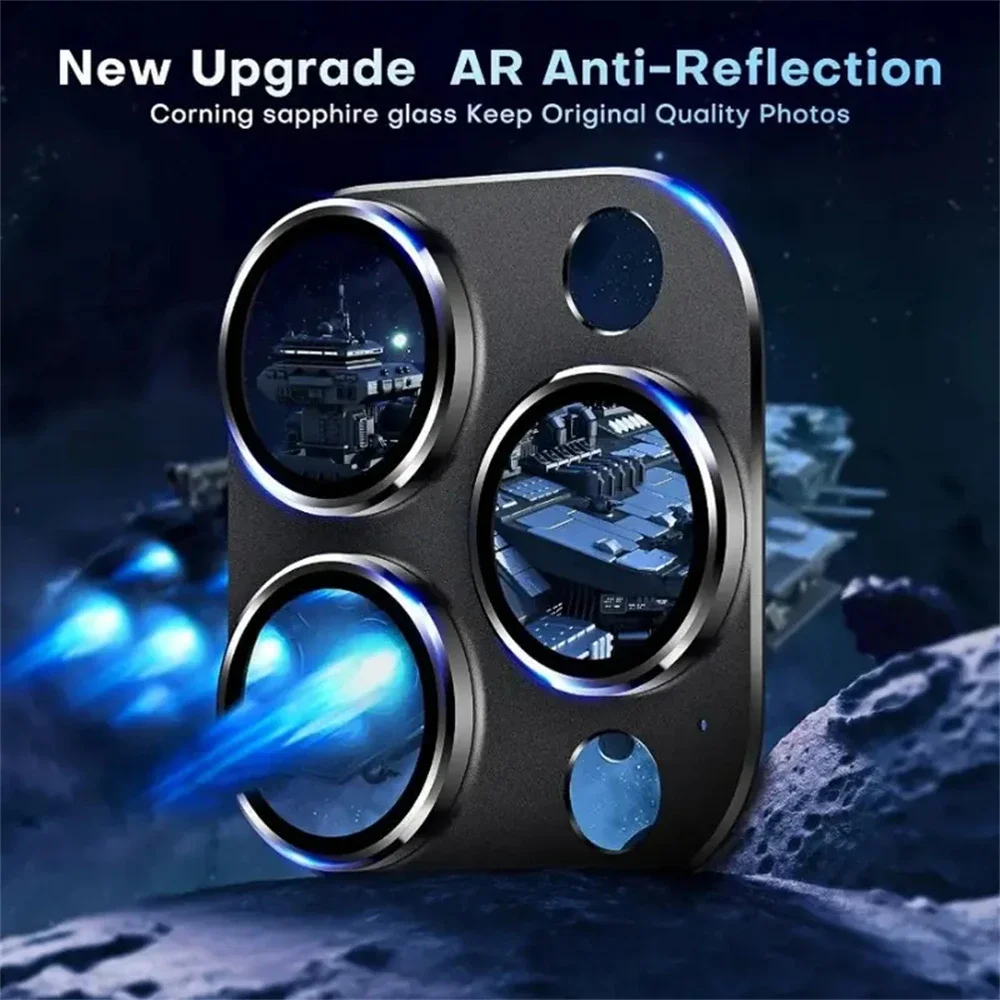 واقي عدسة الكاميرا المعدنية ثلاثية الأبعاد لهاتف آيفون 11 12 13 14 15 16 Pro Max Plus 13 12 زجاج كاميرا صغير لهاتف آيفون 11 من الزجاج المقسى