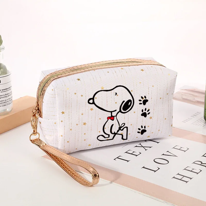 SNOOPY Women Cosmetic Bag Girl Meteor Stamping Anime Vogue Female Zipper Coin Makeup Toiletries Storage Case Birthday Gift