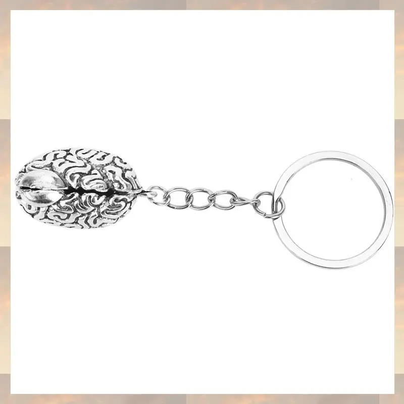 2025 New-3X Brain Keychain Alloy Smart Brainiac IQ Key Ring Fob Chain Medicine Human