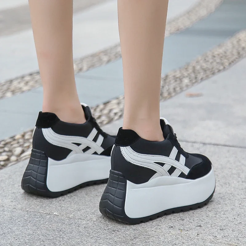 10CM Women Chunky Sneakers 2024 Autumn Breathable Mesh Casual Shoes Wedge Heels Platform Shoes Chaussures Femme Sports Dad Shoes