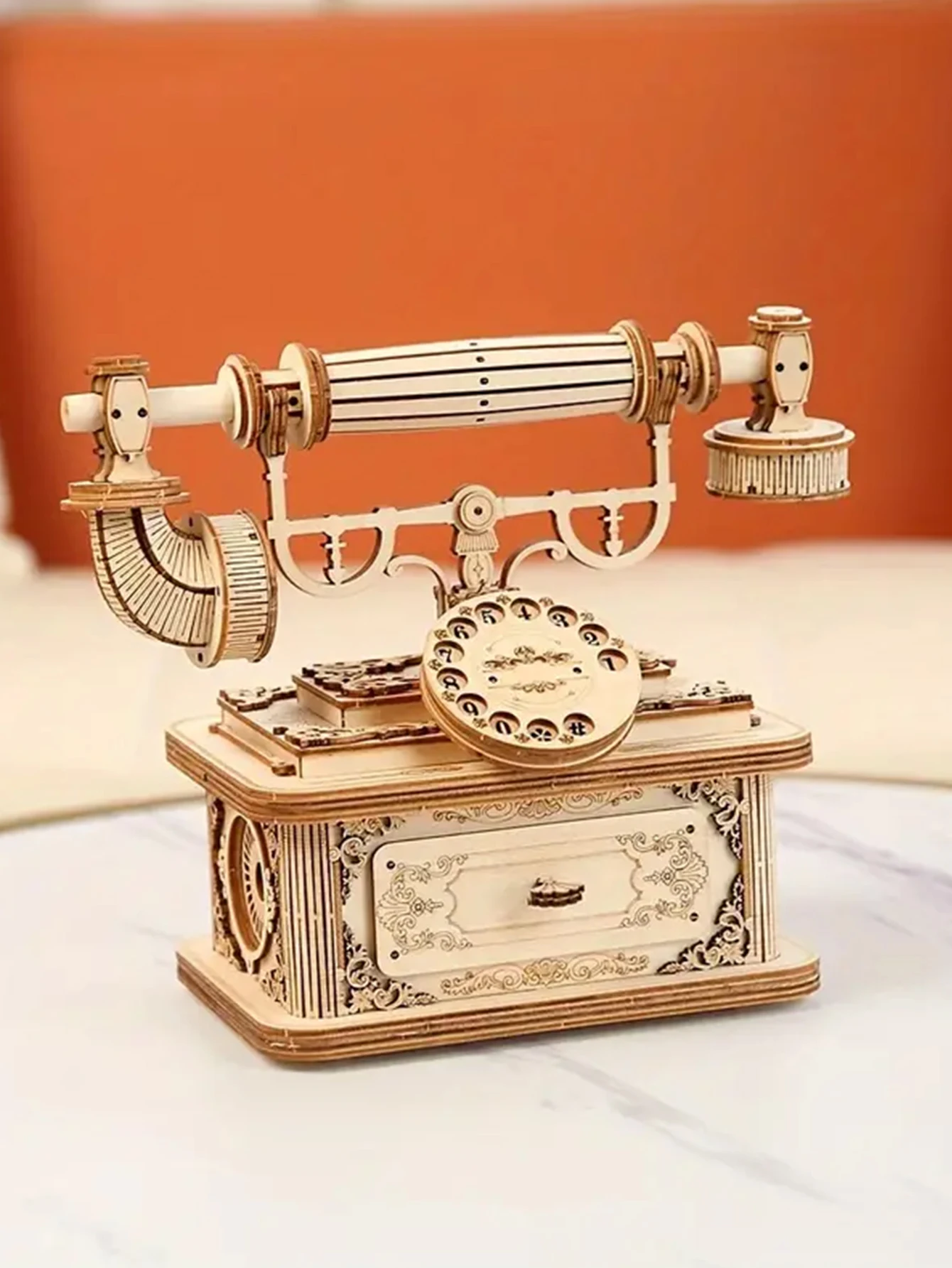 Creative Retro Telephone 3D Wooden Puzzle for Adults Tabletop Decoration and Gift for Christmas/Birthday