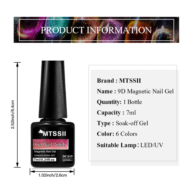 Mtssii 7ml Cat Eye Nail Gel Polish 9D Shiny Magnetic Gel Polish Galaxy Effect Nail Gel Soak Off Manicure Varnish Need Black Gel