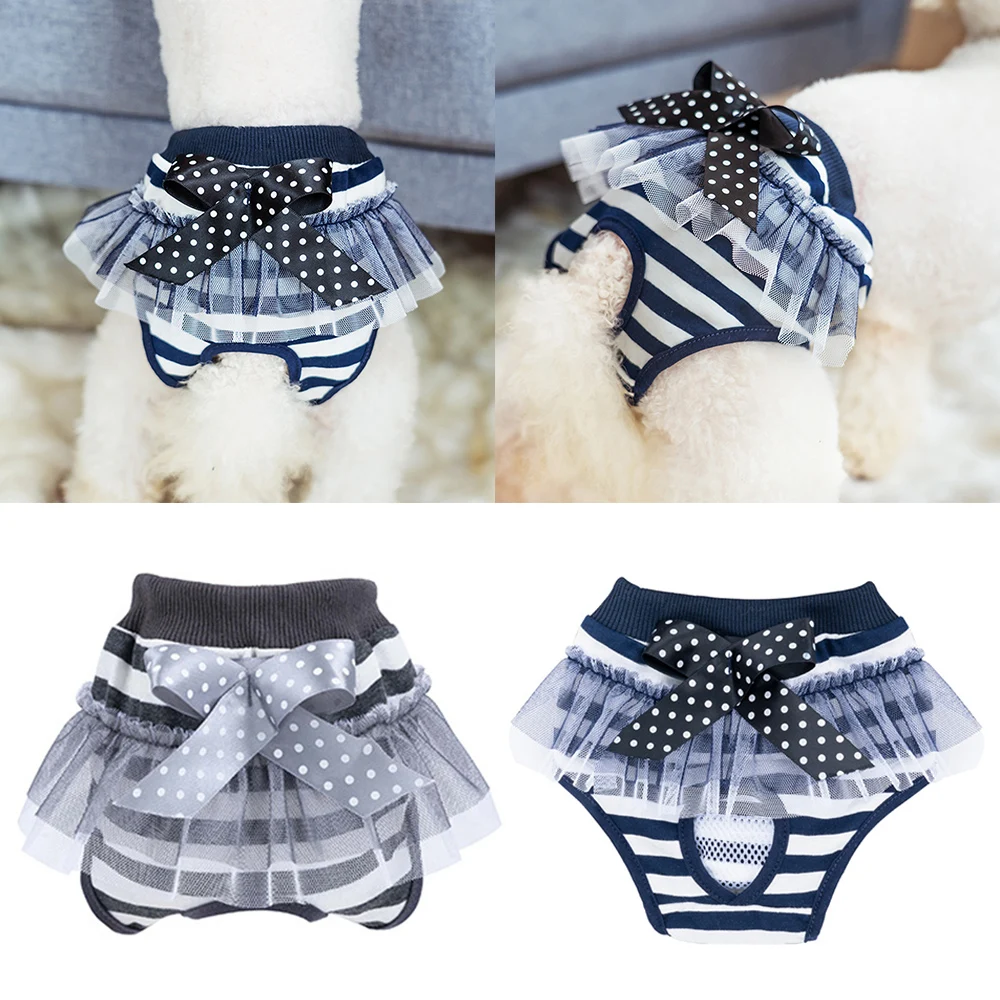 

Chihuahua Diapers For Dogs Sanitary Diaper Washable Dog Shorts Puppy Safety Panties Pet Striped Physiological Pants Dog Clothes