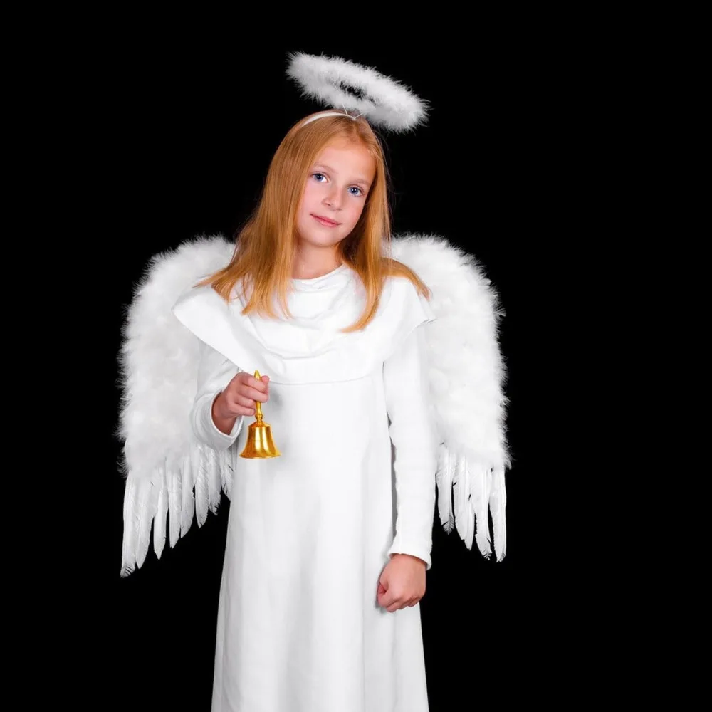 2 pacote anjo branco halo faixa de cabelo halloween natal traje acessório acessórios de festa para adultos adolescentes meninas mulheres (branco)