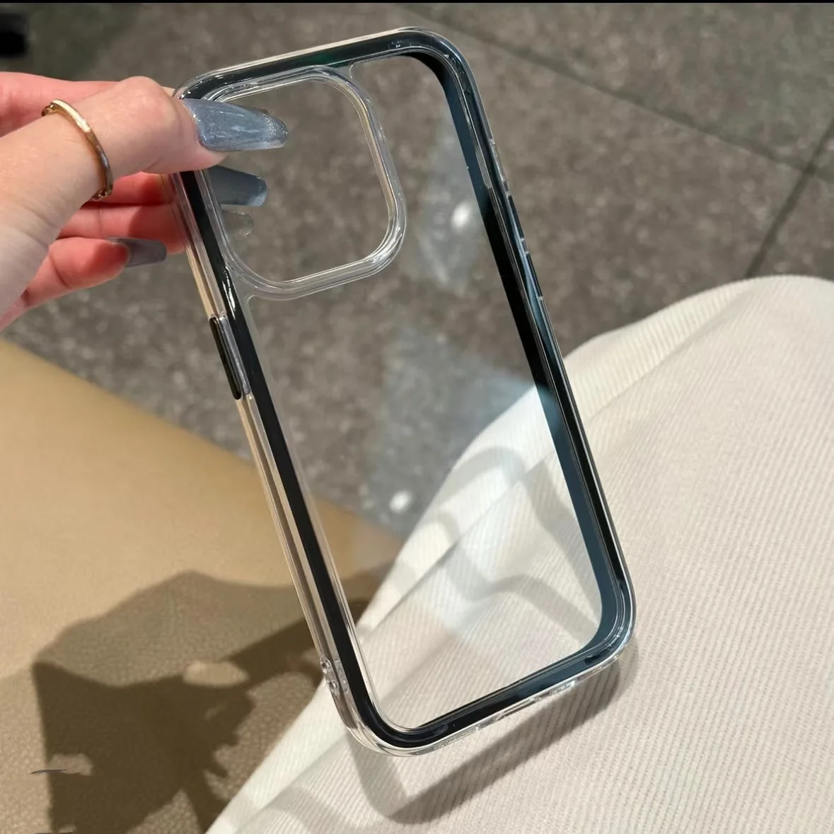 Funda trasera transparente con marco de Color caramelo para IPhone 16 15 14 13 12 Pro Max 11 16 Plus, cubierta de parachoques acrílica a prueba de golpes
