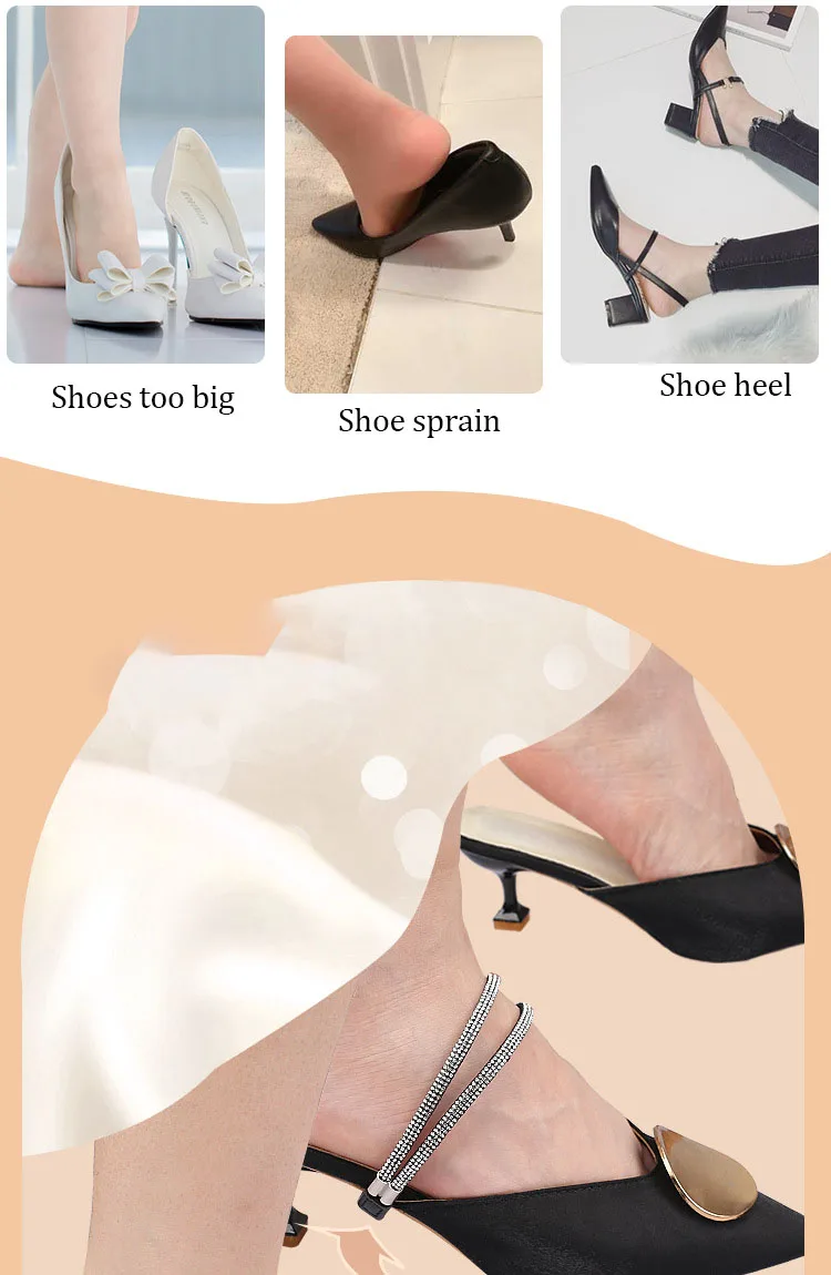 Diamant-Schnürsenkel, Anti-Rutsch-Fersenriemen, Gürtel mit Strasssteinen, für High Heels, Schuhbänder, Anti-Verloren-Bänder für Damen, elastische Fixierriemen, Strass – Detail 5