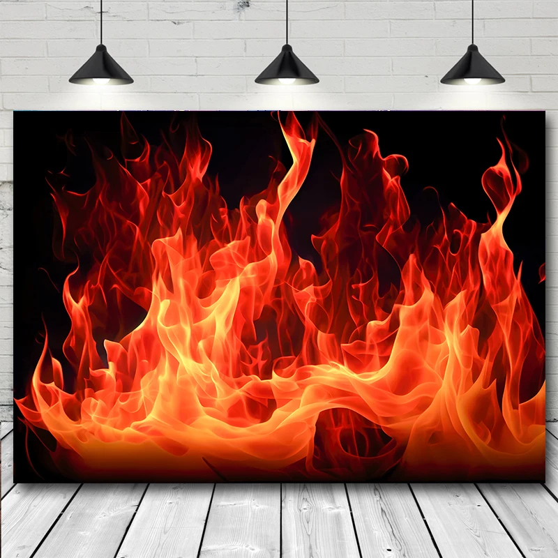 

Photography Background Winter Brick Wall Fireplace Wood Fire Flame Christmas Party Decor Backdrop Photocall for Photo Studio