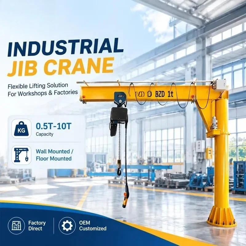 500kg-10Ton PLC Controlled Electric Hoist, Remote Control with Metal Push Button Pendant Workshop Slewing Cantilever Jib Crane