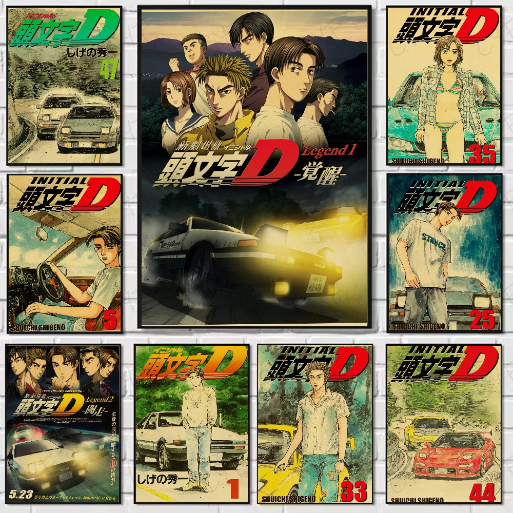 Affiche d'anime japonais I-Initial D, Art mural de haute qualité pour la maison, le bureau, la chambre à coucher, le salon, le couloir, le Bar, idée cadeau parfaite
