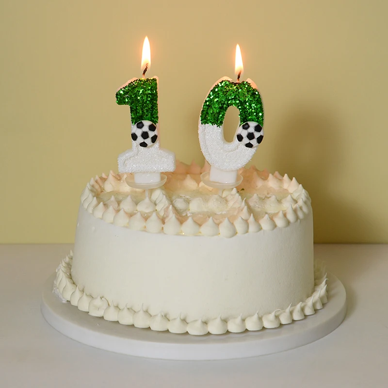 1pcs Creative Soccer Football Theme Birthday 0/1/2/3/4/5/6/7/9 Number Digital Candle Cake Topper Decoration Baby Shower Supplies