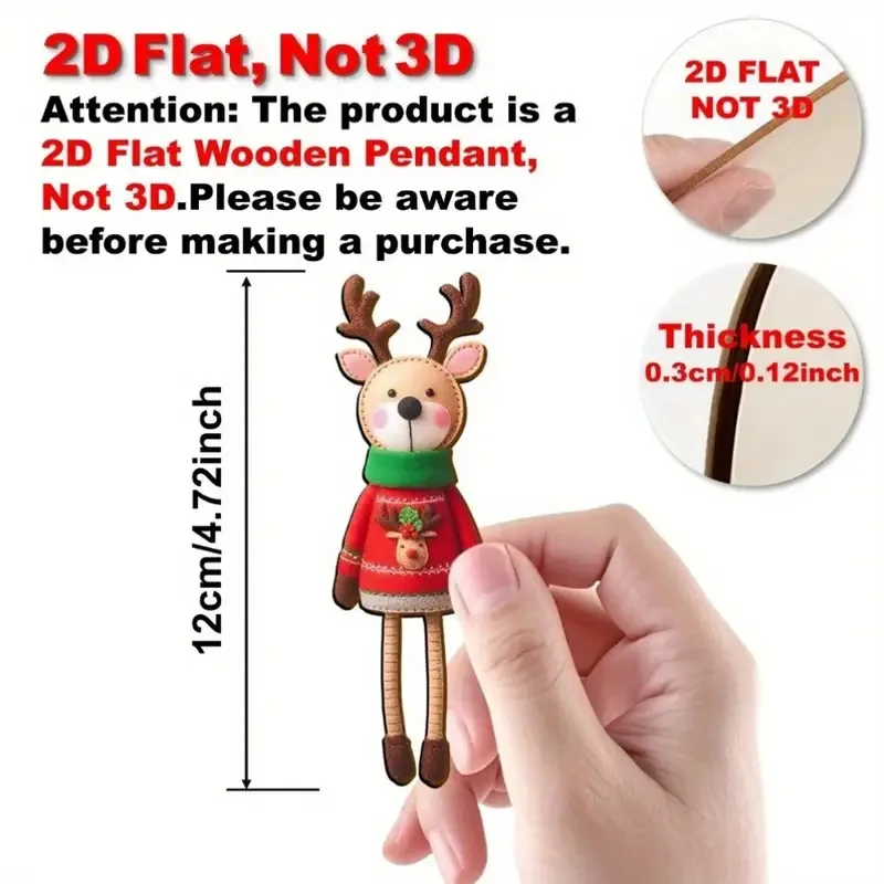 32pcs/16pcs Colorful Christmas Reindeer Wooden Ornaments – Perfect for Christmas Tree, Home, Office, Classroom, Hanging Decor