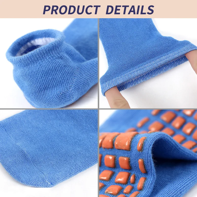 4 Pairs Yoga Pilates Trampoline Women Socks for Adult/Child Silicone Anti-Slip Grip Cotton Socks Floor Foot Massage Ankle Socks