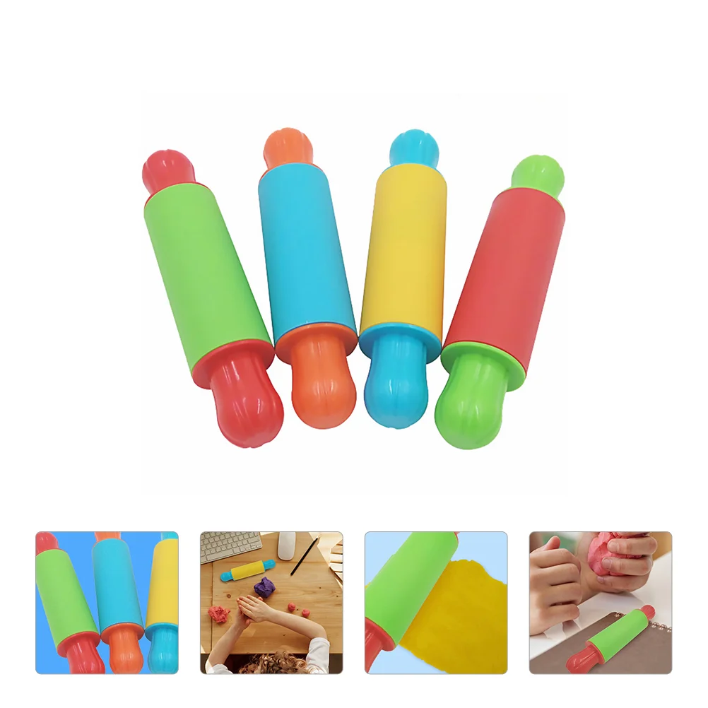 

4 Pcs Painted Clay Rolling Pin Dough Tools Roller Plasticine Rollers Kids Playthings Kit Playdough Supplies Model Kits