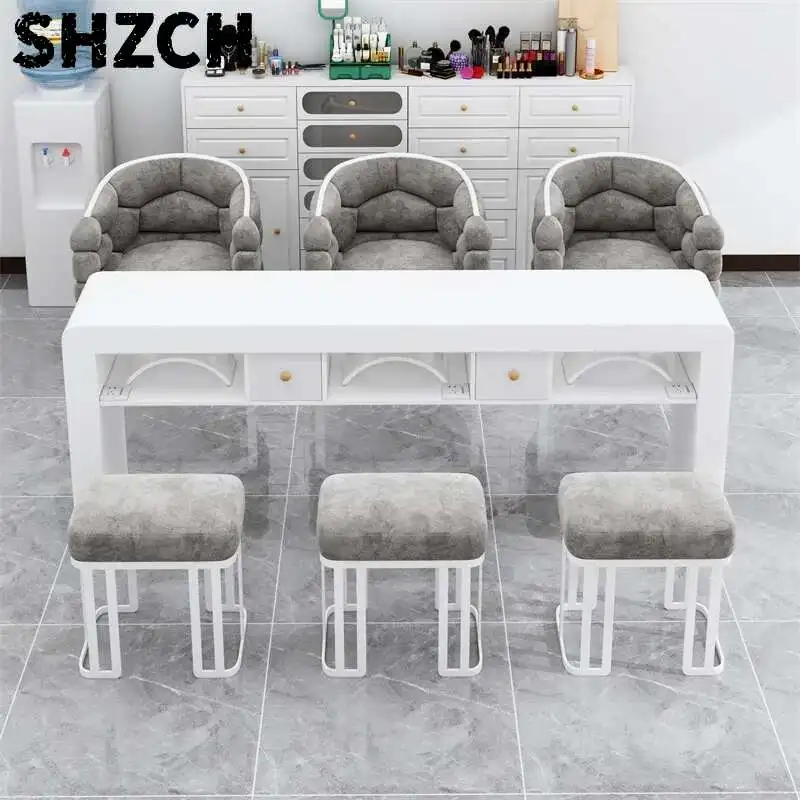 Cream Style Dressing Manicure Table Japanese Simple Storage Wooden Nail Tables Retro Nail Artist Salon Furniture Nail Desk LLMT