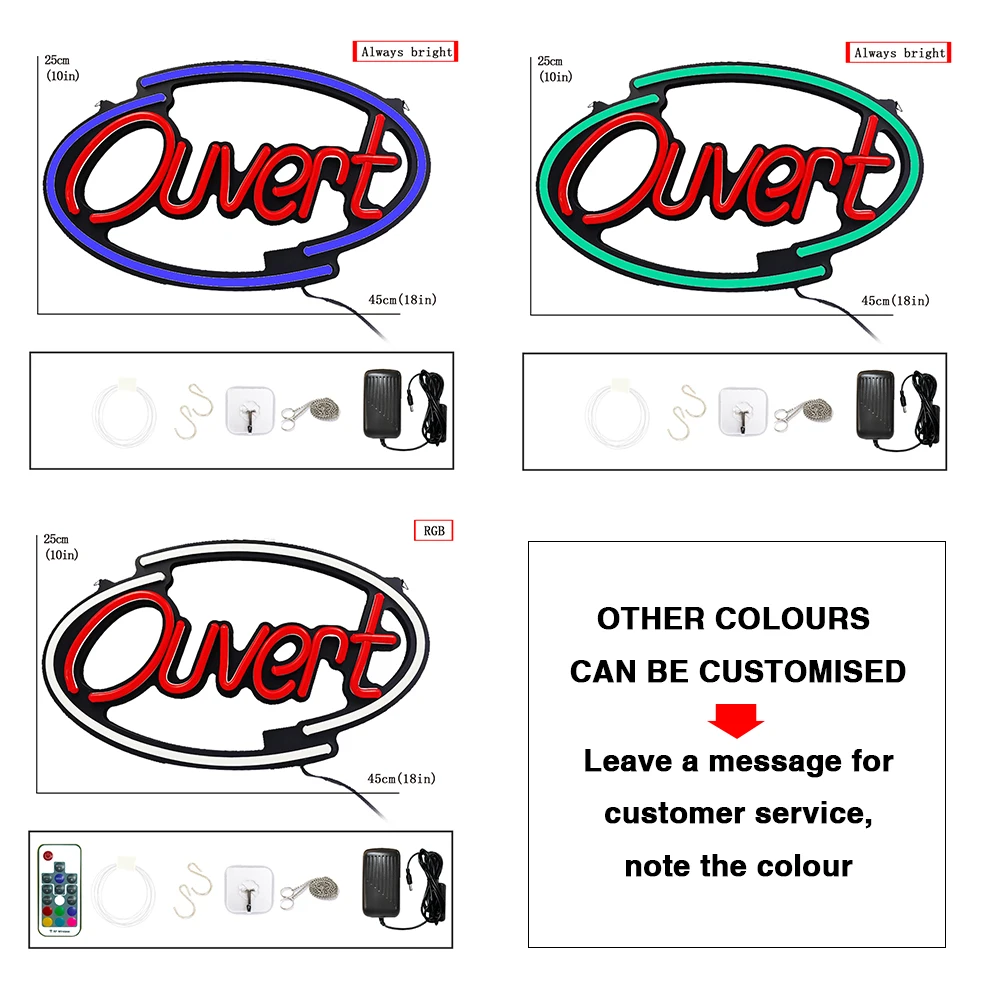 Enseigne au néon LED OPEN avec télécommande, RVB, signe de document proxy, décoration de bar et de magasin