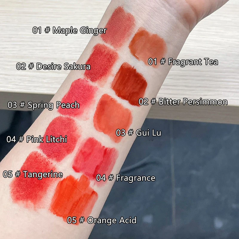 HERORANGE 5 pièces ensemble de brillant à lèvres teinte rouge maquillage longue durée mat et miroir Cigarette lèvres glaçure étanche rouge à lèvres Kit cosmétique