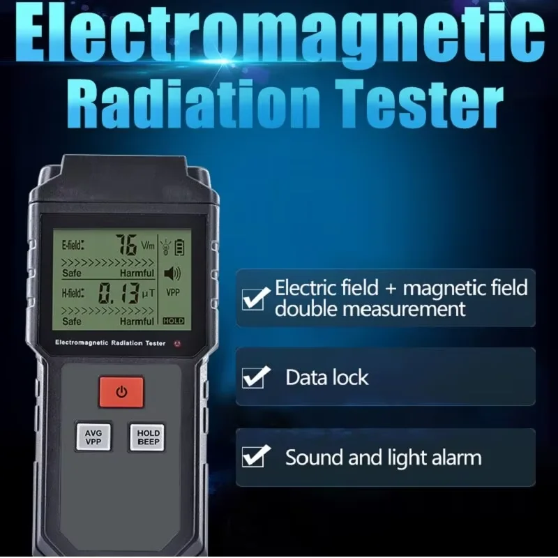 EMF Meter Electromagnetic Field Radiation Detector Battery Powered Portable EMF Detector Equipment Tester TOOLTOP ET825