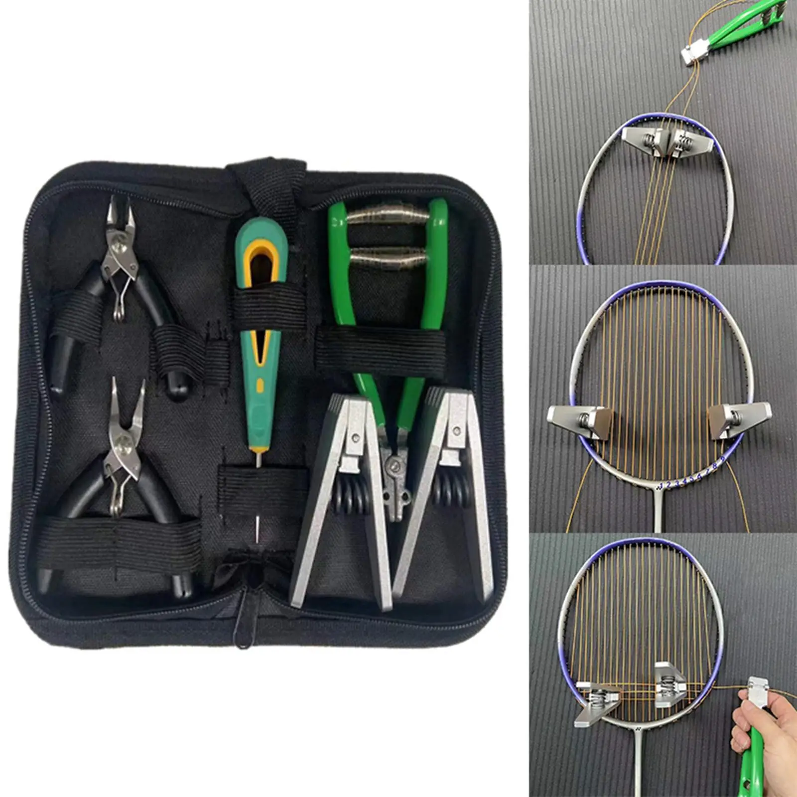 Starting Stringing Clamp Tool Kit Badminton Tennis Racket Spring Loaded Awl