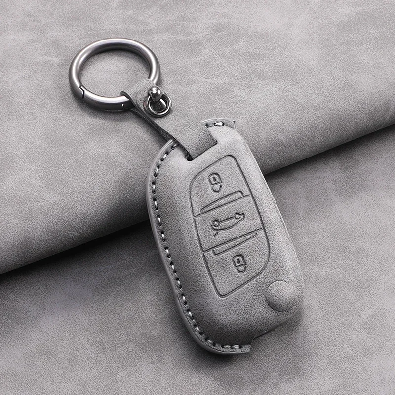 Leather Car For Peugeot Flip Key Case Cover 208 308 408 508 2008 3008 4008 5008 306 407 807 for Citroen C1 C3 C4 CACTUS C6 C8