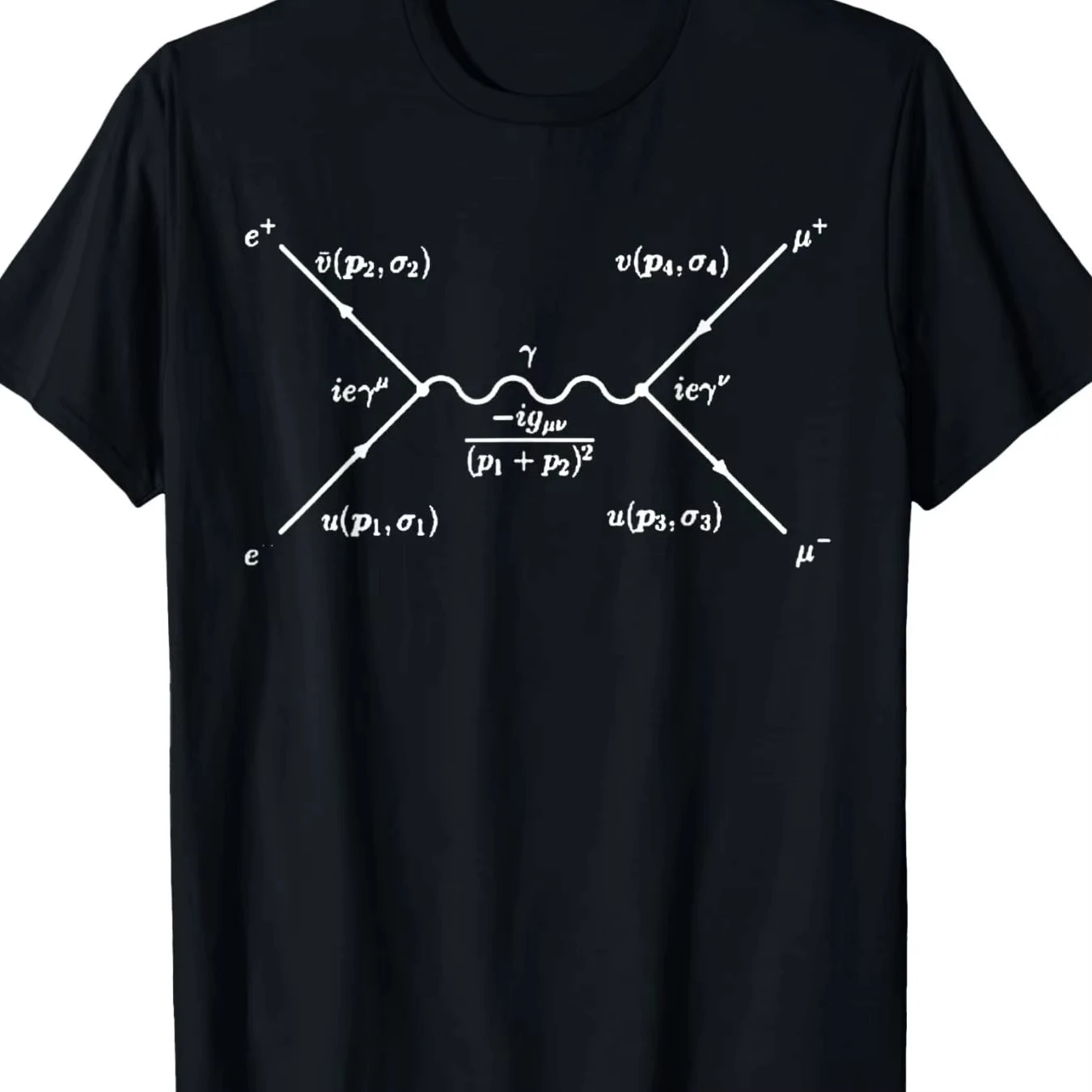 Camiseta de mujer con diseño gráfico Feynman del patrón de aniquilación de electrón-postón, estilo adulto informal negro. Camisetas gráficas