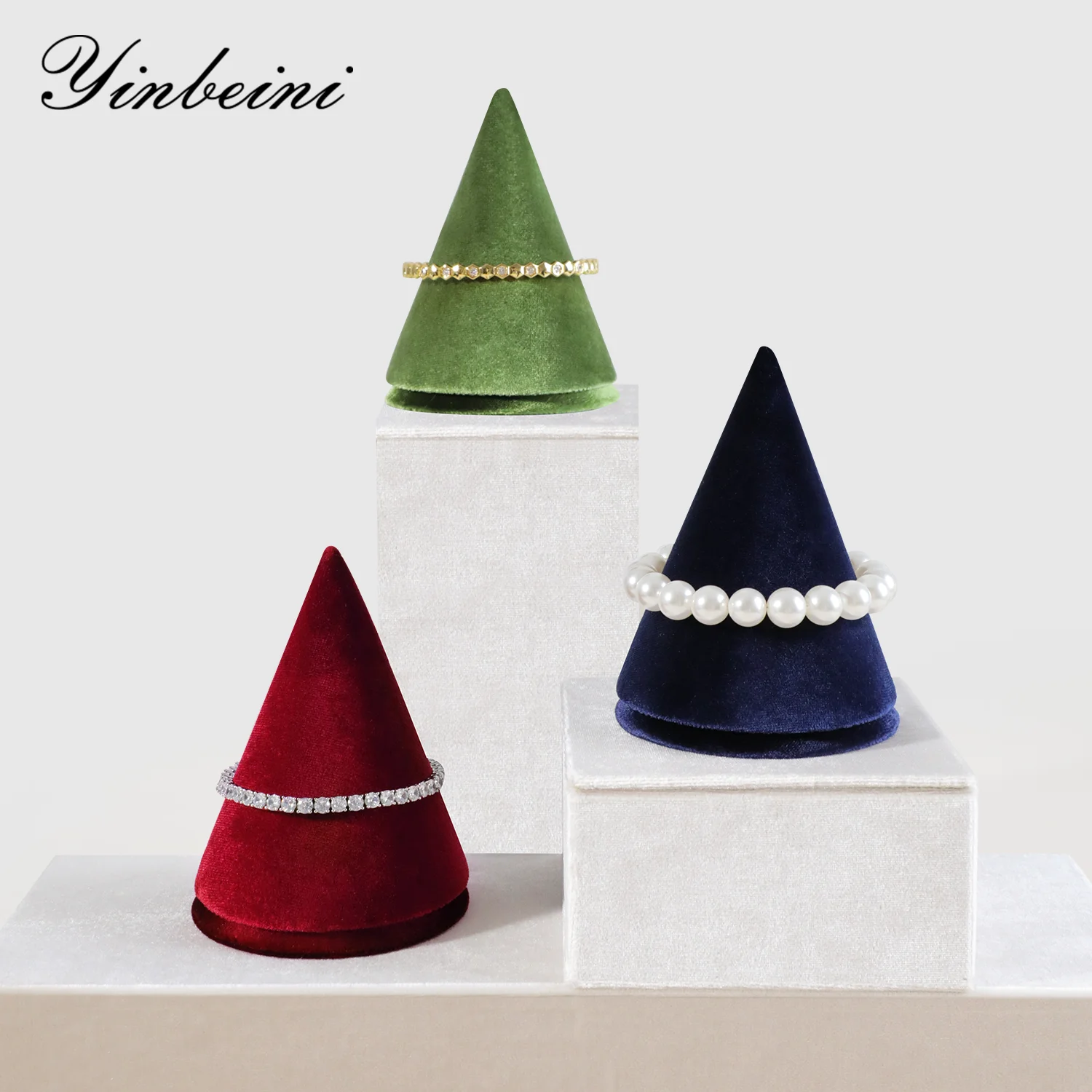 Yinbeini Velvet Conical Bangle Stand Jewelry Display Storage Holder for Bracelet Wristwatch TB032