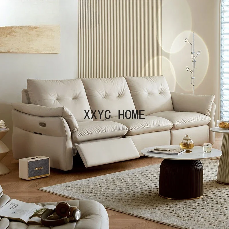 

Multifunctional Electric Technology Cloth Sofa Small Apartment Living Room Fabric Craft Cream Style