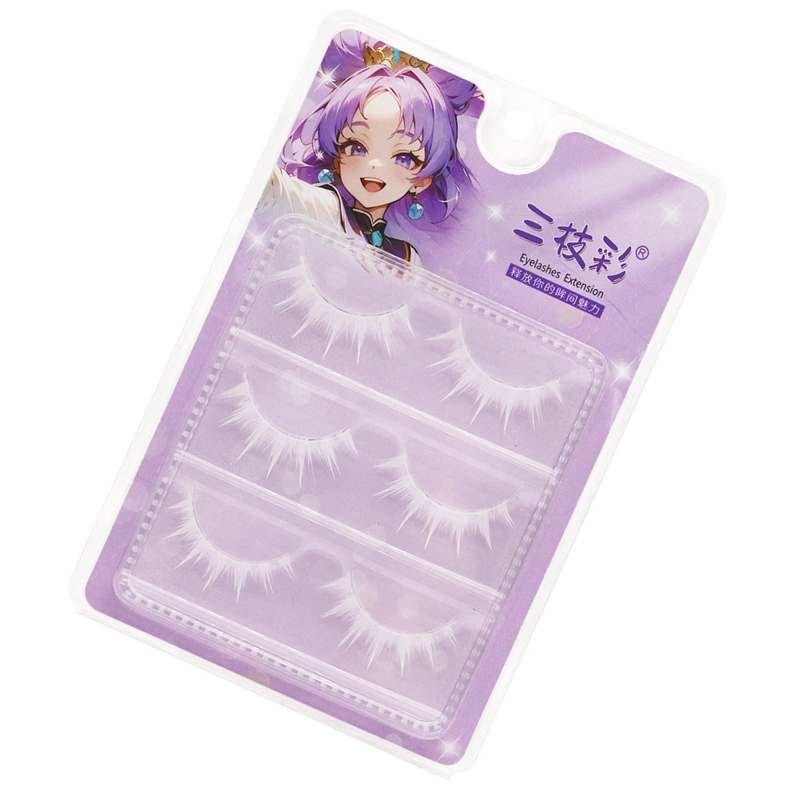 3 Paar weiße Anime-Wimpern, 3D-flauschige, dramatische, farbige Wimpern für Cosplay, Party, Bühne, Kosmetik, Make-up-Zubehör – Detail 7