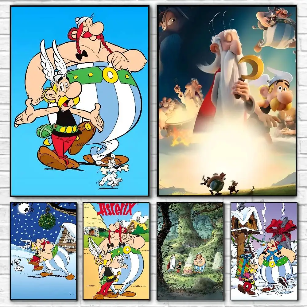 Póster de manga de Asterix y Obelix, pegatina artística impermeable para pared, decoración de habitación vintage para bar, sala de estar, regalo con impresión de alta calidad