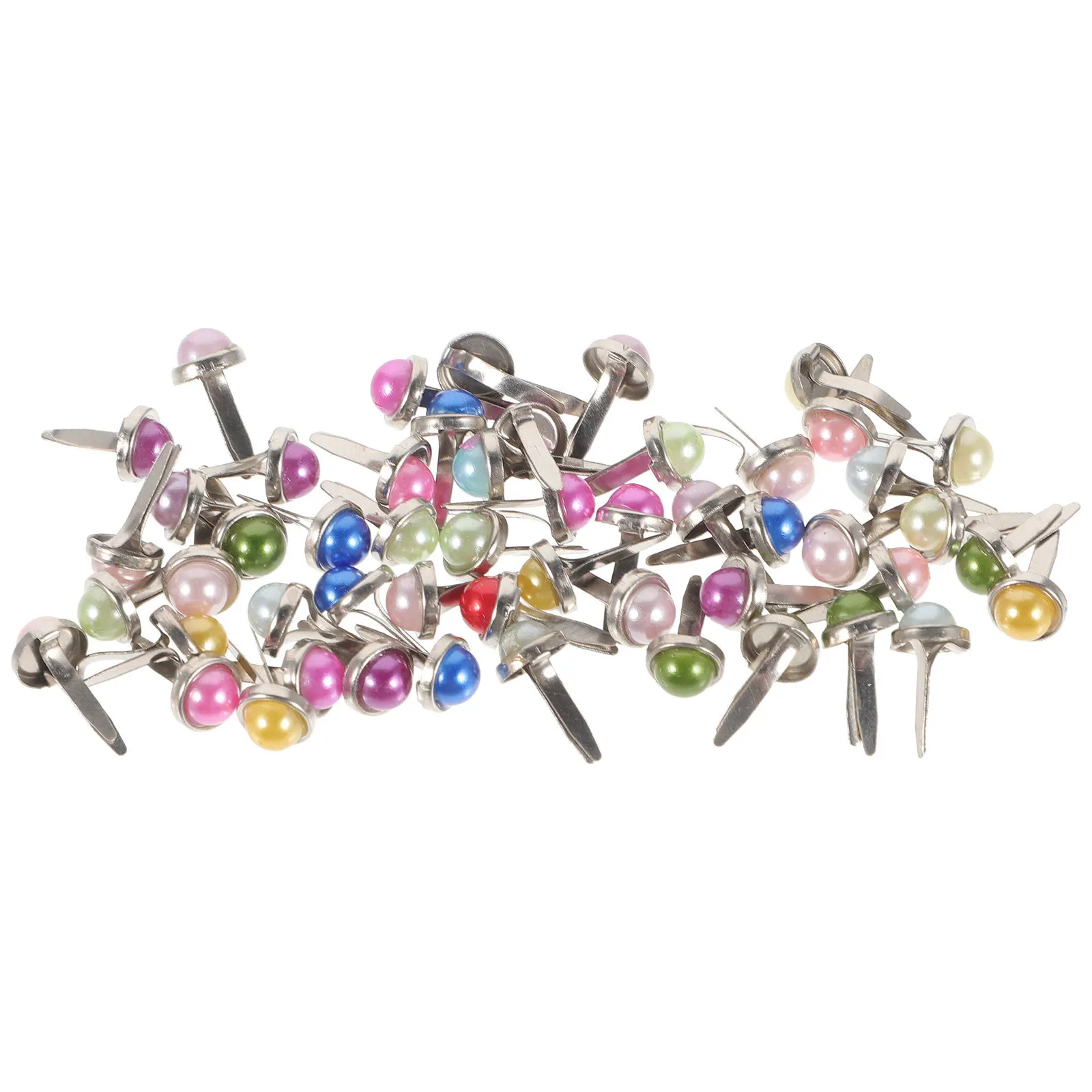 

50pcs Mini Round Brads Craft Pearl Snap Fasteners Scrapbooking Metal Nails Pastel Colors Non Fading Durable Decorative