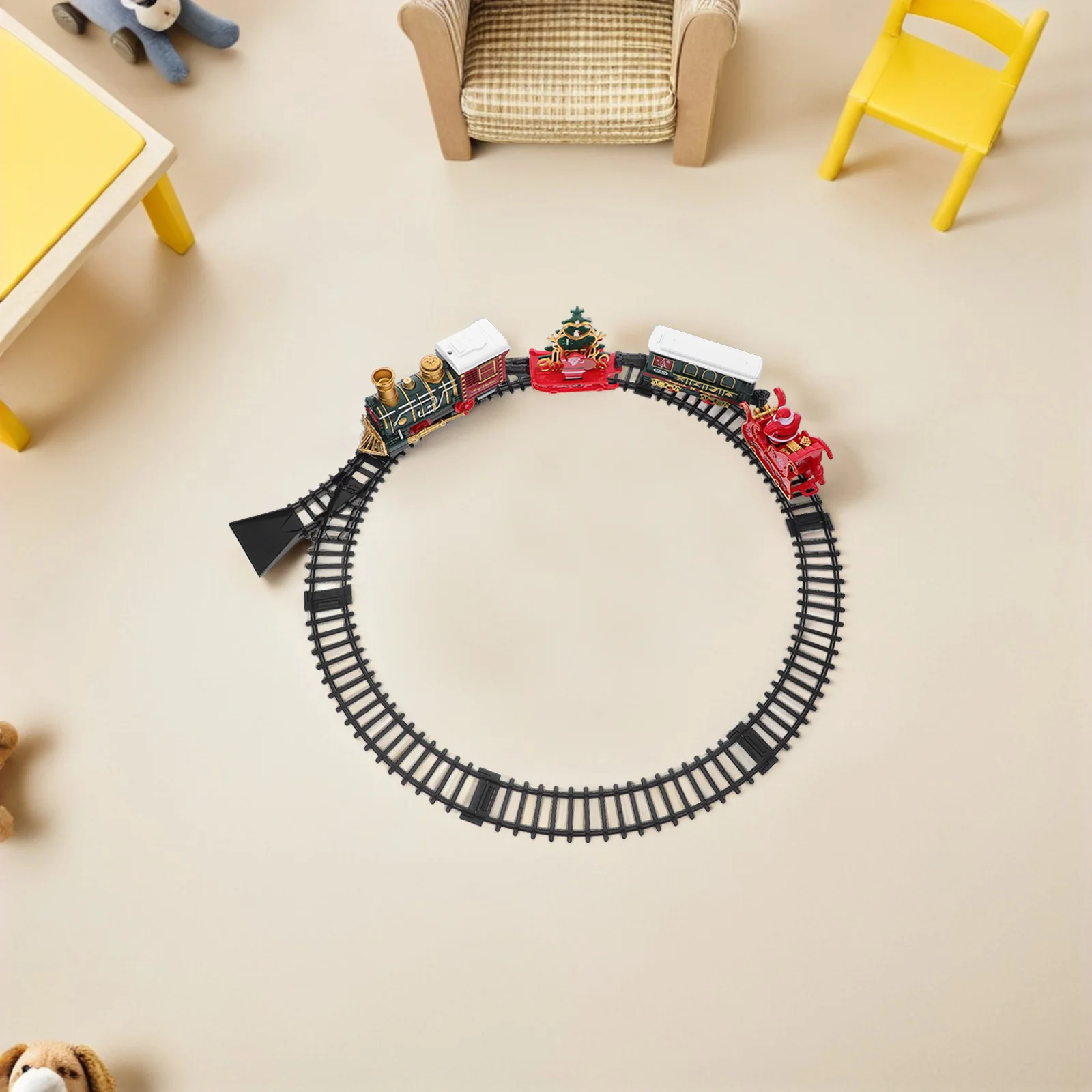 1Set عيد الميلاد قطار أضواء المسار الكهربائي الموسيقى الرجعية قاطرة تحت شجرة Playset للأطفال لعبة قطار للأطفال