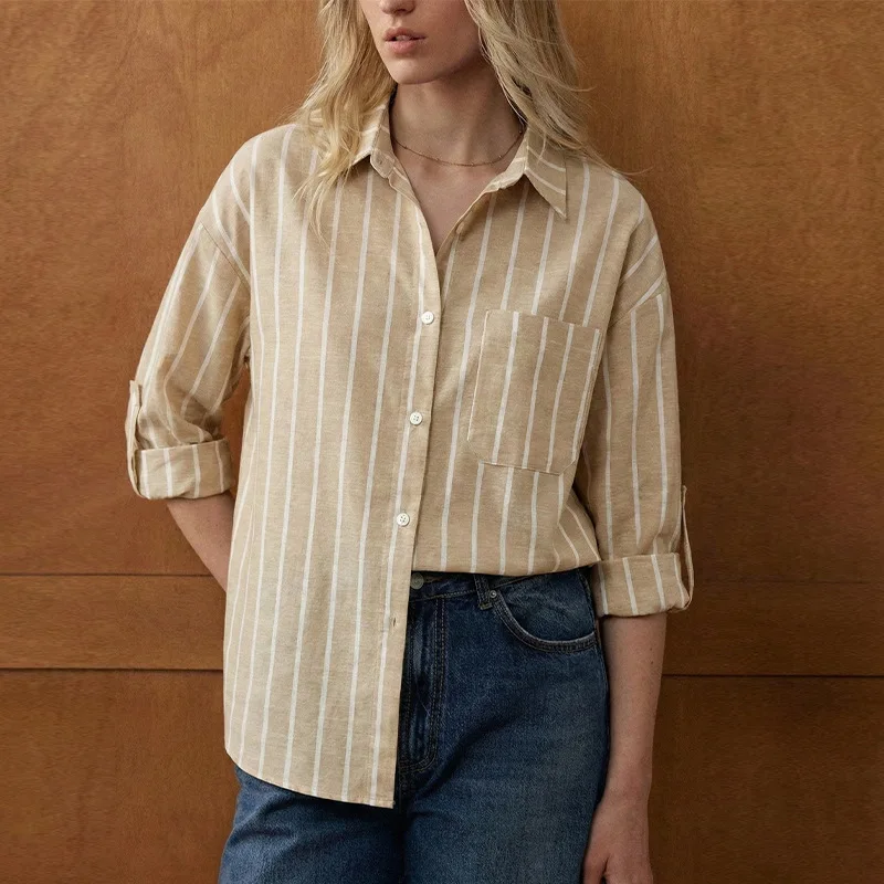 

Striped Shirt For Women 2026 New Style Elegant Versatile Long Sleeve Shirt Cardigan Loose Women's Fashion