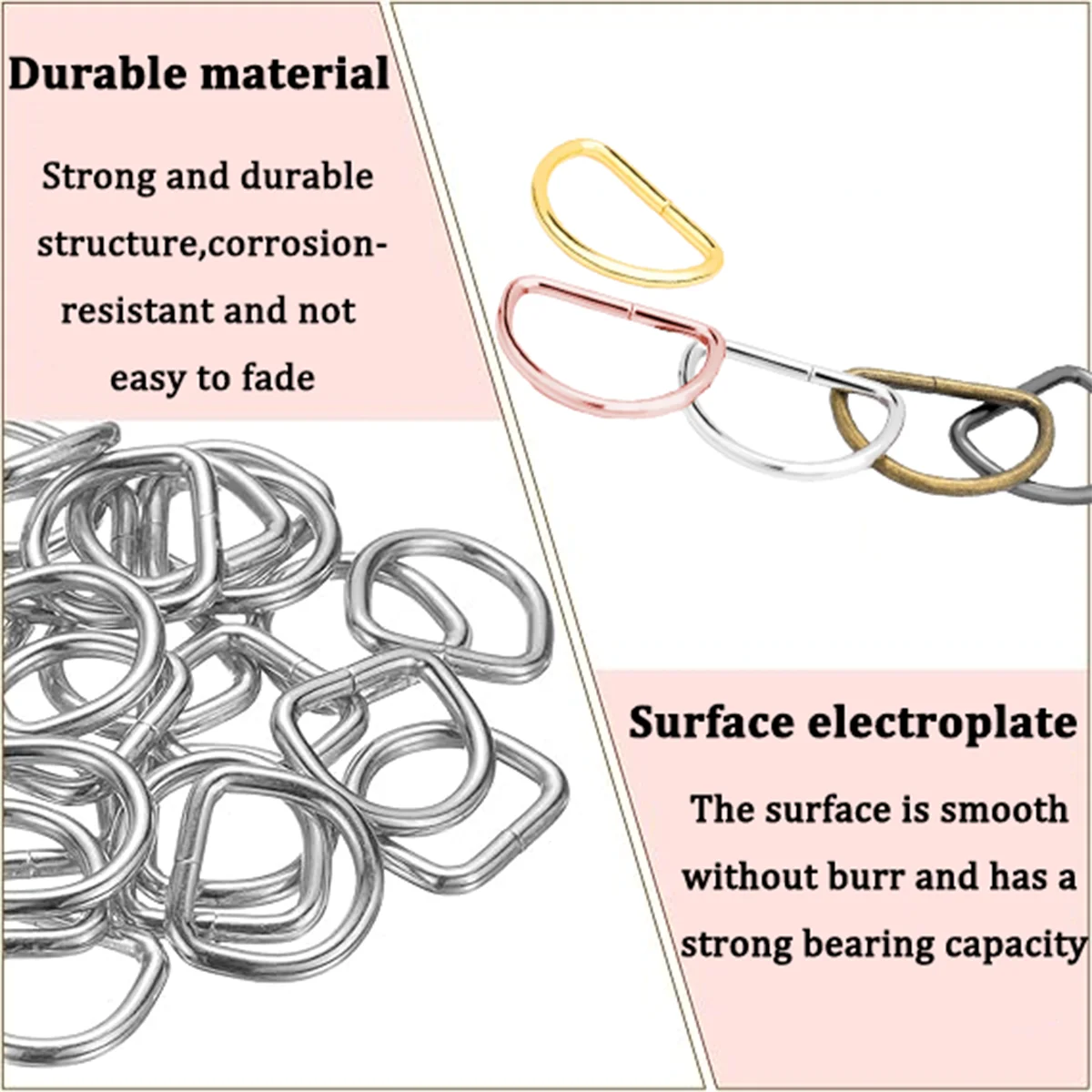 30/50pcs D-shaped metal ring alloy multi-functional buckle,suitable for DIY crafts,wedding,pet collars,keychains,bag accessories image 3