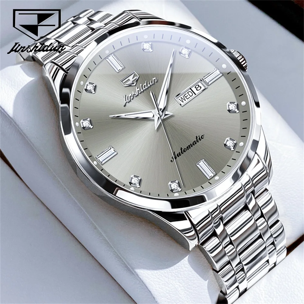 

JSDUN 8841 Original Mechanical Dress Wristwatch Diamond Luxury Dual Calendar Watch For Men Top Brand Waterproof Luminous Watches