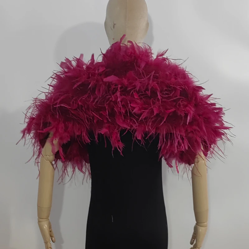 Women's  feather fashionable and elegant cloak shawl top 20 * 130cm, suitable for parties and weddings Variable short sleeves