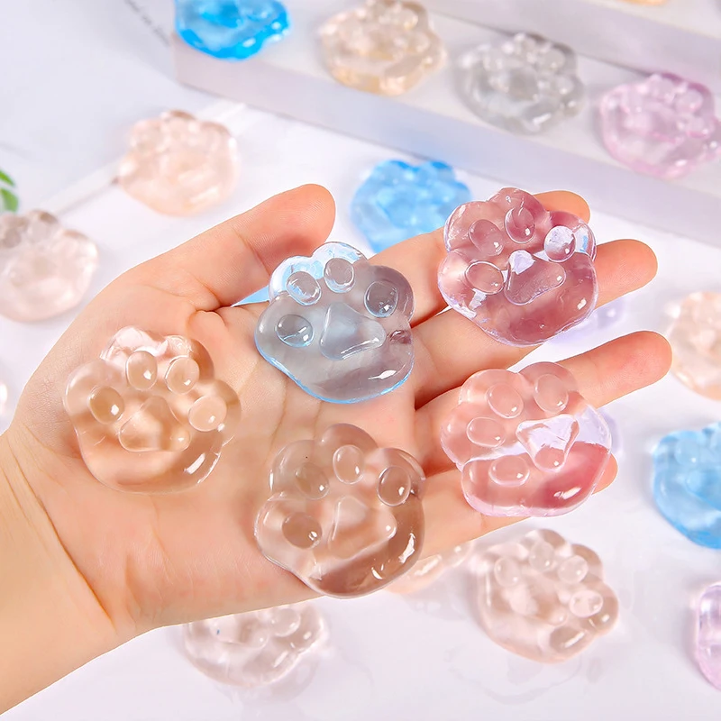 Kawaii Cat Paws Sticky Squeeze Toys Soft Realistic Quick Rebound Jelly Mini Cat Paws Transparent Squeeze Toys Kids Adult Gifts