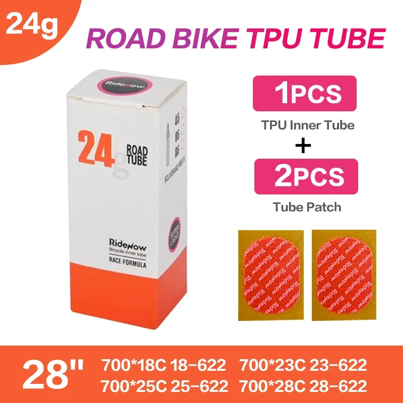 RideNow Bicicleta Ultraleve Tubo Interno Com Kit De Remendo 700X32c Estrada Bicicleta TPU Pneu 45/65/85mm Comprimento Francês Válvula Tubo Super Leve