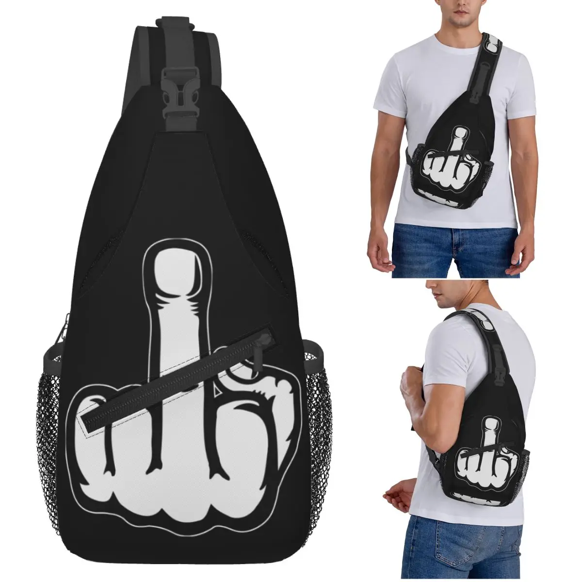 

Hand Gesture Design Middle Finger Shows Middle Fingers Chest Bag Men Sling Crossbody Backpack Chest Bag Daypack Shoulder Bag