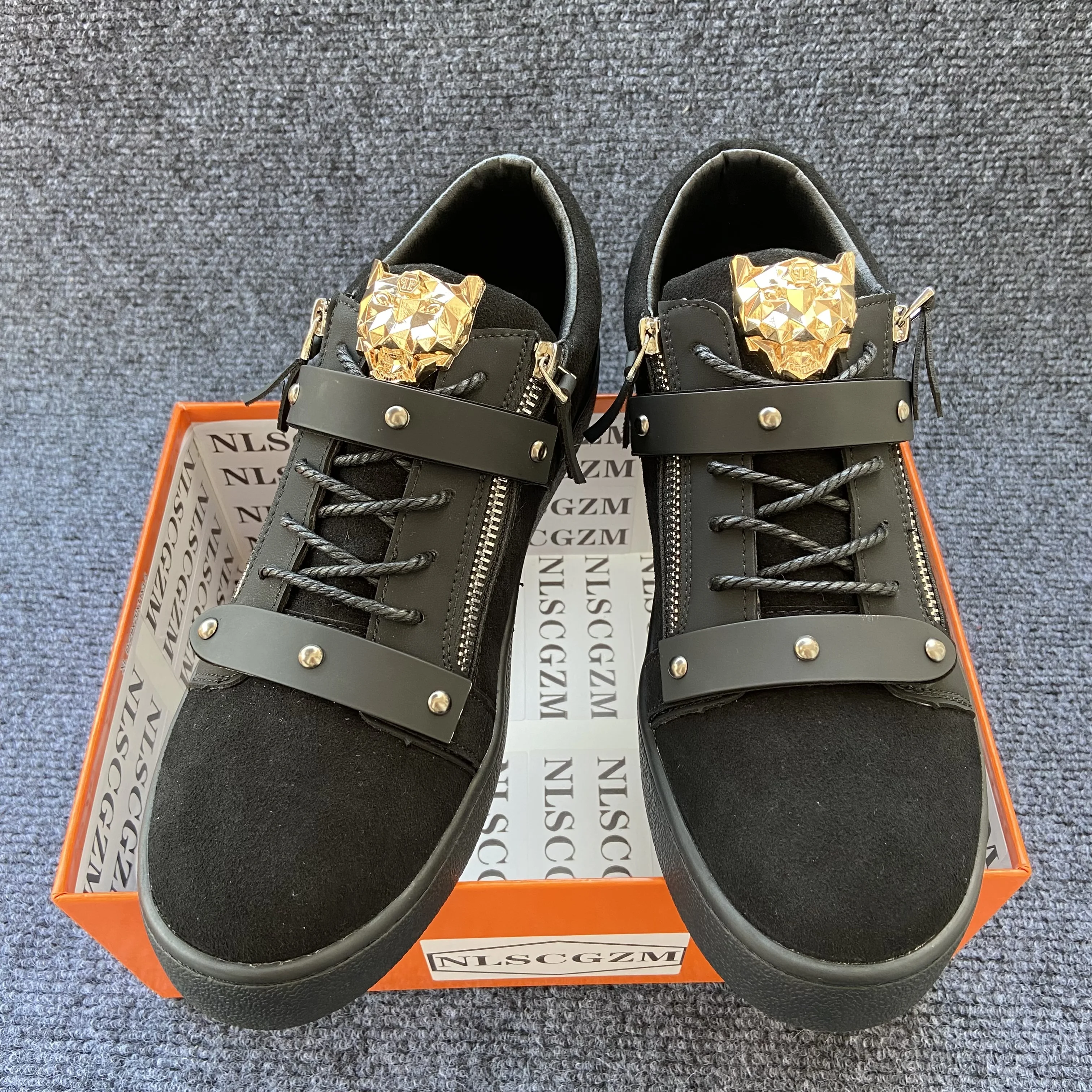 

original shoes brand suede casual sneakers for man trainers Lion Head luxury shoes for man Skateboard mocasines herrenschuhe