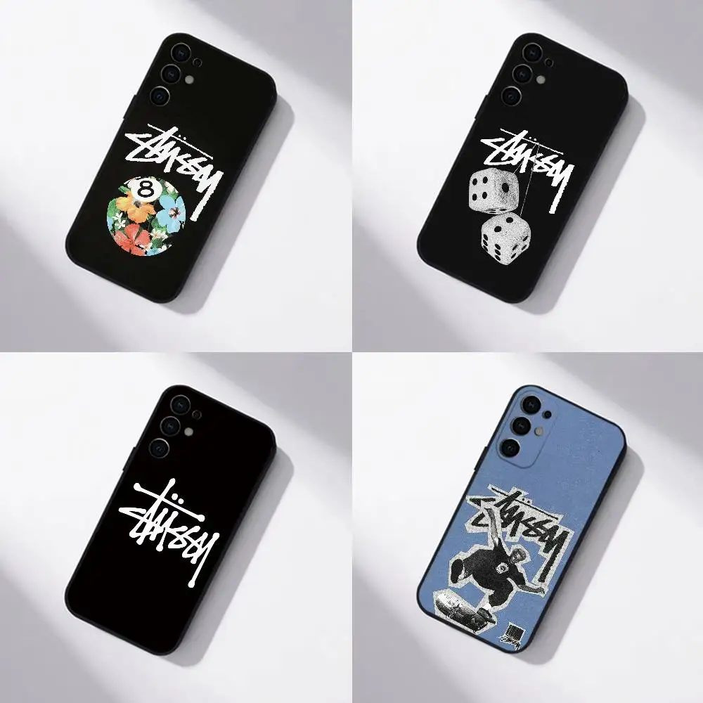 Brands S-Stussyes Phone Case Black Silicone Soft For Samsung S25,S24,S21,S22,S23,S30,Ultra,S20,Plus,Fe,Lite