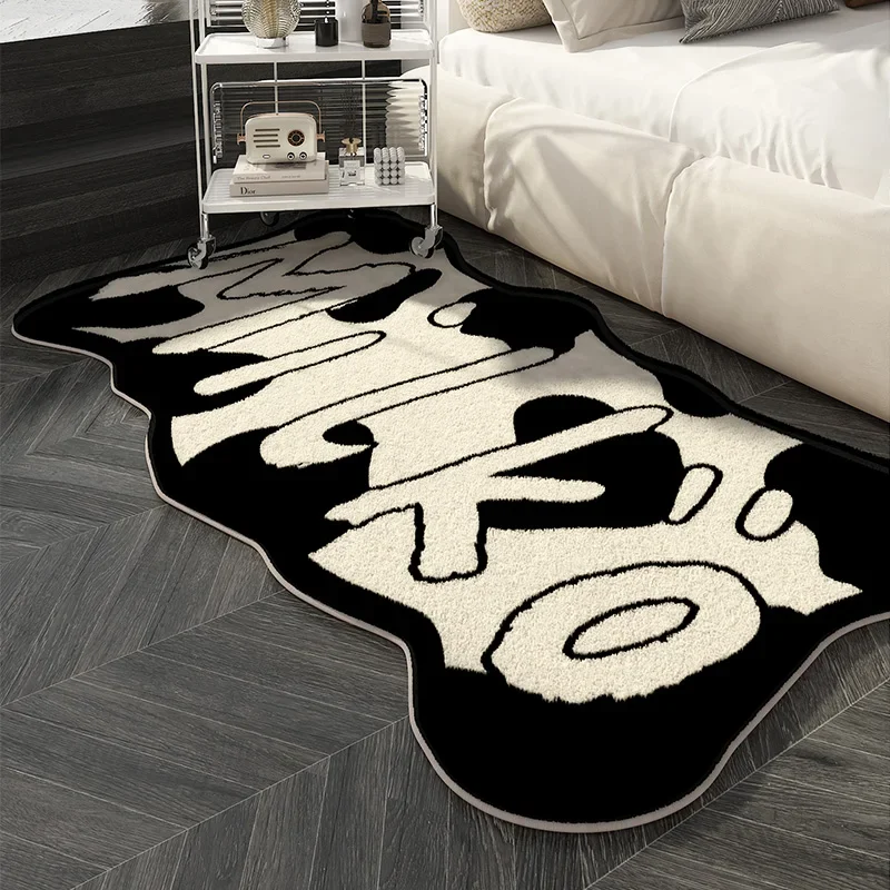 Ins Style Living Room Decoration Carpet Home Fluffy Soft Rug Irregular Shapes Rugs for Bedroom Thick Anti-slip Bedside Floor Mat