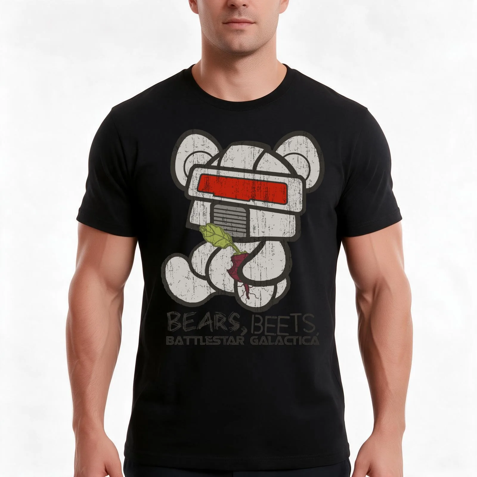 Bears Beets Battlestar Galactica T-Shirt, Summer Casual Cotton Tee, Oversized Streetwear Tops, Vintage Graphic Print