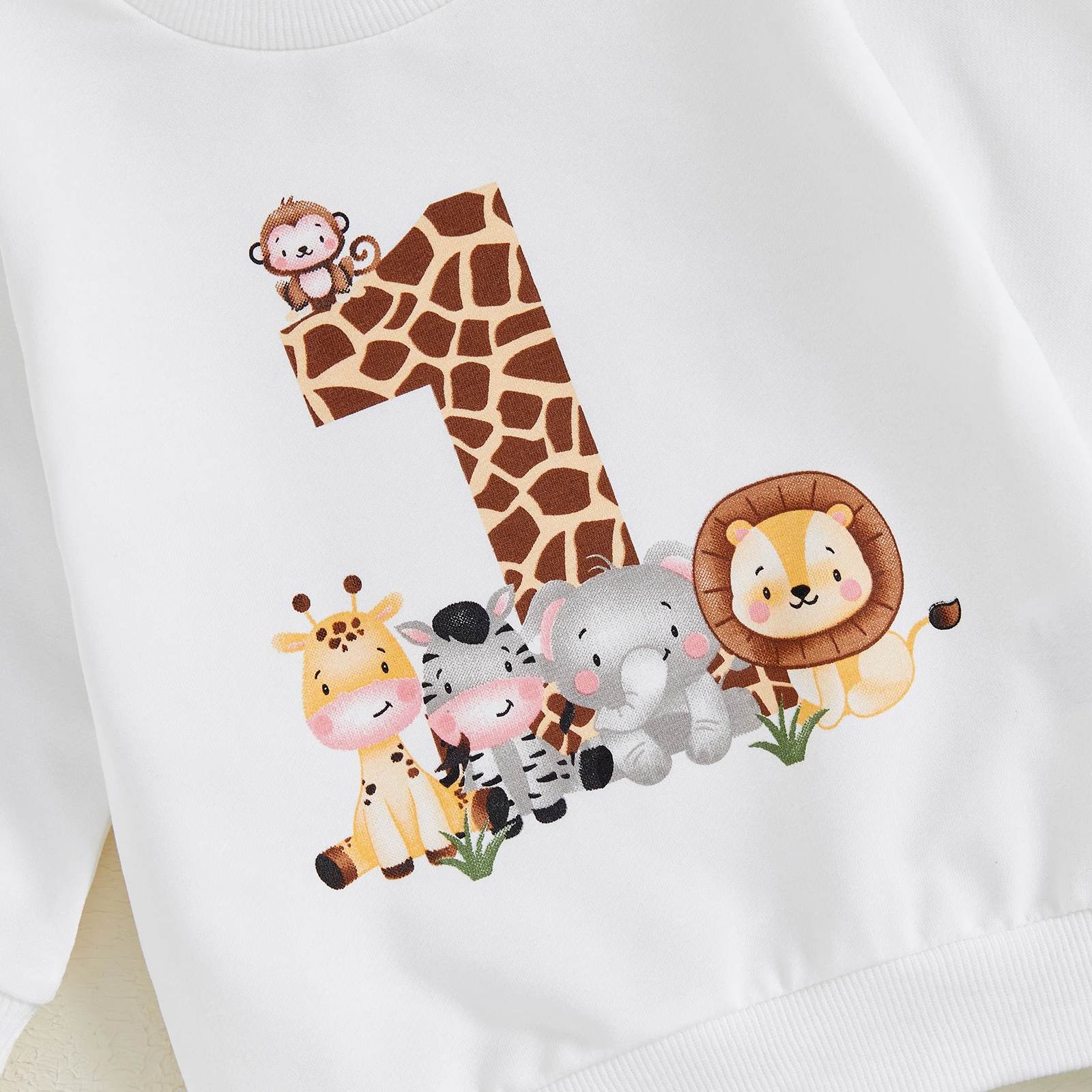 BeQeuewll Toddler Infant Clothes for Kids Fall Suit First Birthday Outfits Animal Print Long Sleeve Sweatshirt Pants Kids Sets