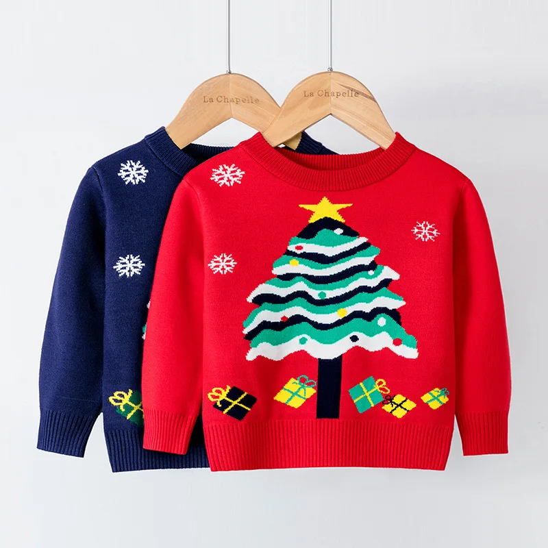

Kawaii Sweater Children Christmas Tree Top Autumn Winter Long Sleeve Boys Girls Cute Xmas Pullovers Knitted Warm Soft Knitwear