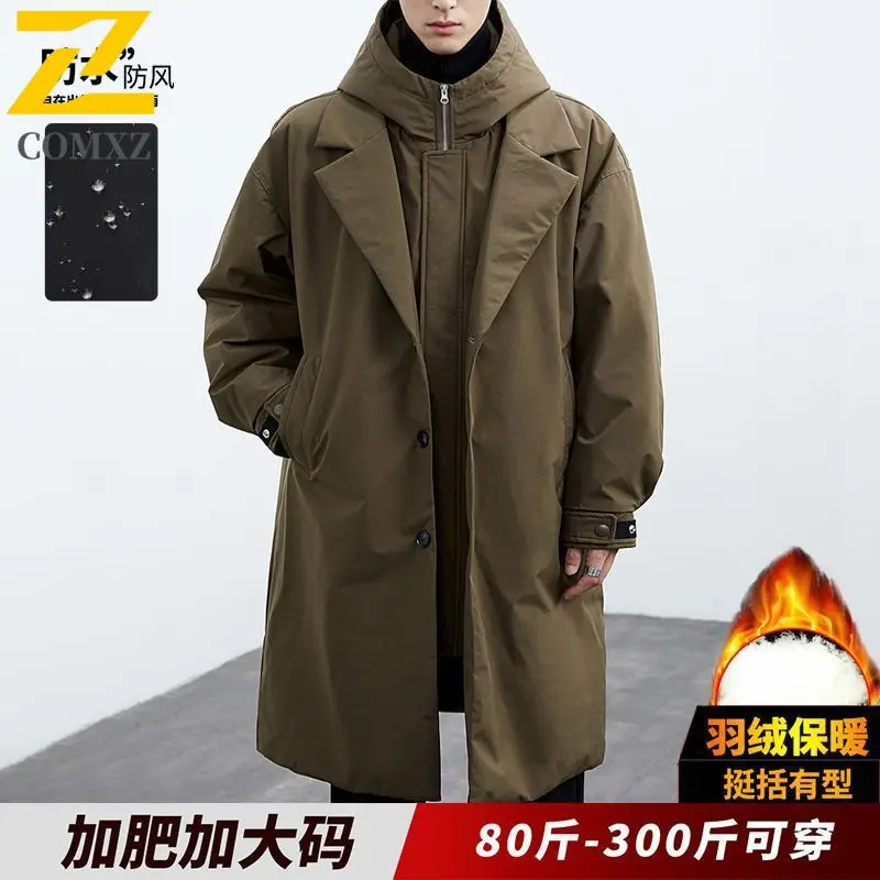 

COMXZ Men's Thickened Fleece Lined Cotton Jacket Plus Size Winter Casual Outdoor Mid-Length Warm Coat lightweight windbreaker